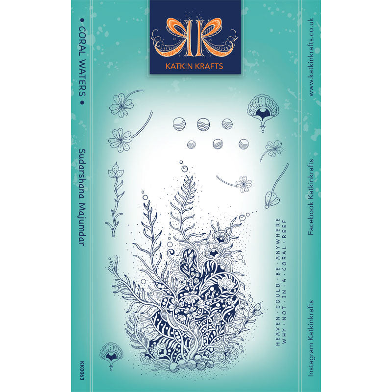 Katkin Krafts Coral Waters Lot de tampons transparents 6 x 8 po