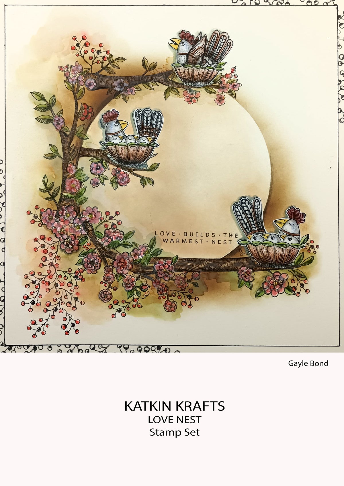 Tampons transparents « Love Nest » Katkin Krafts, 6 po x 8 po