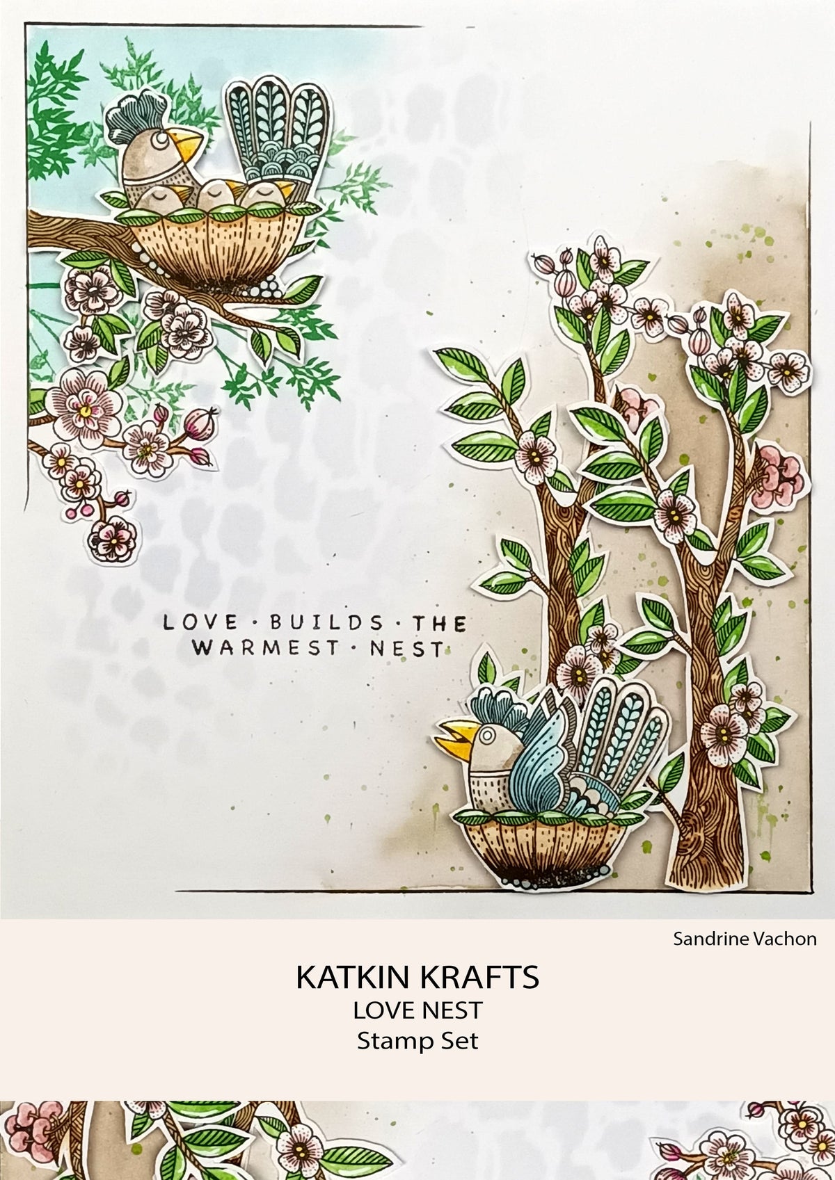 Tampons transparents « Love Nest » Katkin Krafts, 6 po x 8 po