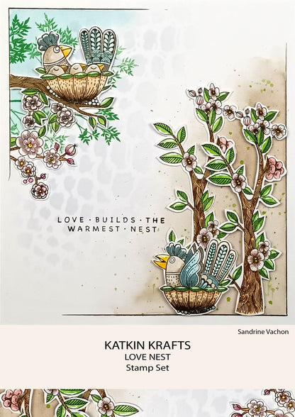 Tampons transparents « Love Nest » Katkin Krafts, 6 po x 8 po