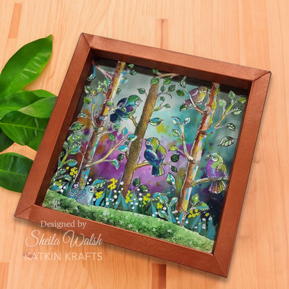 Katkin Krafts Bright Birds, lot de tampons transparents 6 po x 8 po