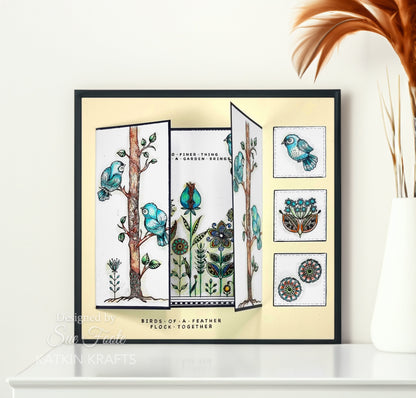 Katkin Krafts Bright Birds, lot de tampons transparents 6 po x 8 po