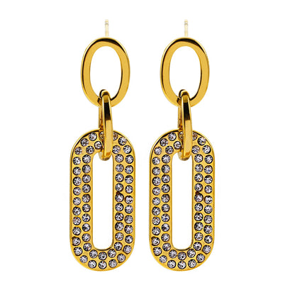 LAIA : Boucles d'oreilles de forme rectangulaire arrondie serties de pierres de zircone