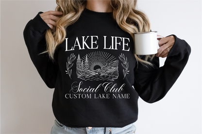 Sweat-shirt ras du cou unisexe Lake Life Social Club | Vêtements pour le lac | Vêtements de camping