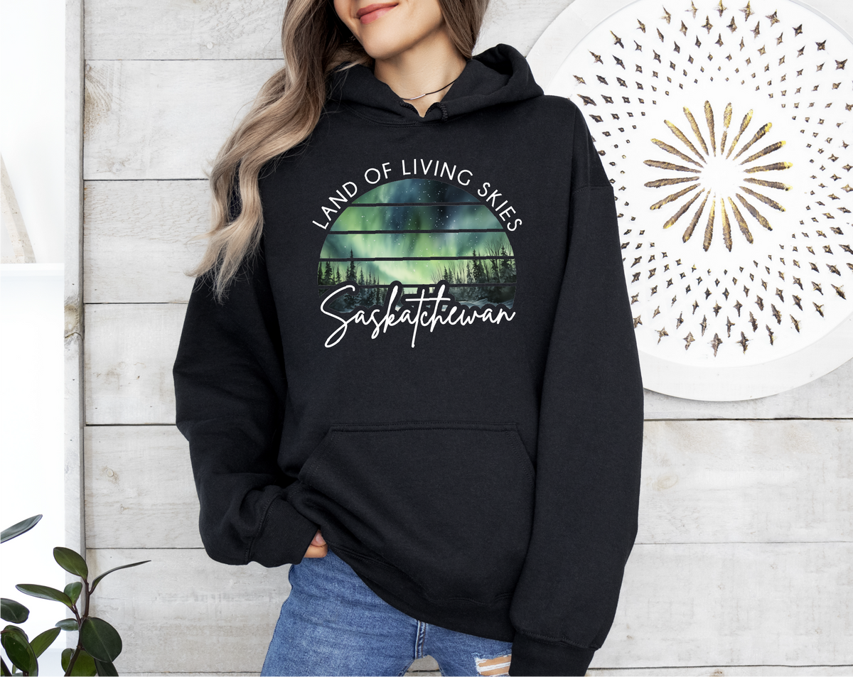 Chandail à capuchon unisexe Aurores boréales Terre des cieux vivants | Sask Apparel