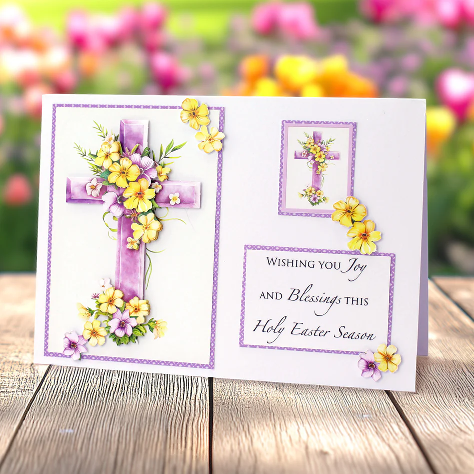 Décopatch prédécoupé – Croix florale lilas (lot de 3)