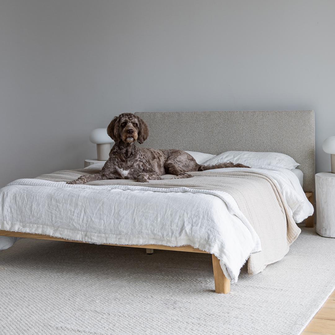 Lit King rembourré sans outils Luna - Beige