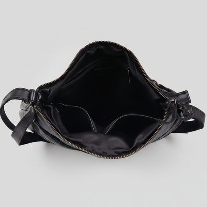 MET Leather Crossbody Bag with Dual Zipper Pockets