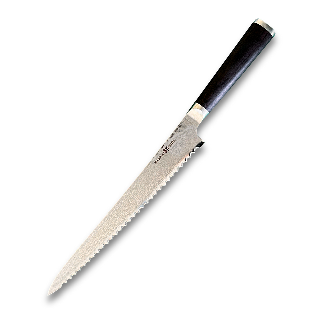 Trancheuse à pain Miyako SUS 240mm | Lame en acier Damas 33 couches – Fabriquée au Japon