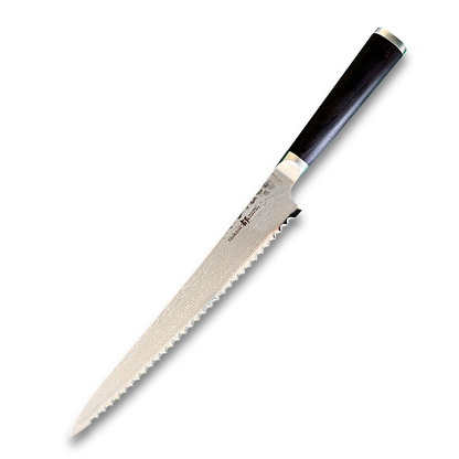 Trancheuse à pain Miyako SUS 240mm | Lame en acier Damas 33 couches – Fabriquée au Japon