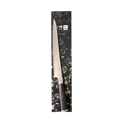 Trancheuse à pain Miyako SUS 240mm | Lame en acier Damas 33 couches – Fabriquée au Japon