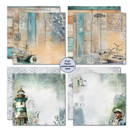 3Quarter Designs Blocs de papiers Marées Maritimes 8x8