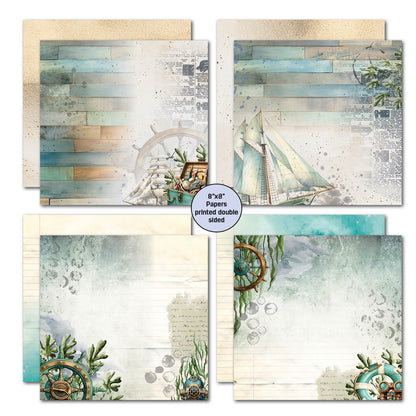 3Quarter Designs Blocs de papiers Marées Maritimes 8x8