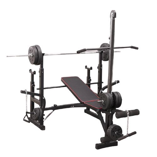 Banc de musculation réglable avec poulie de traction, pupitre à biceps et support pour barre ST6655