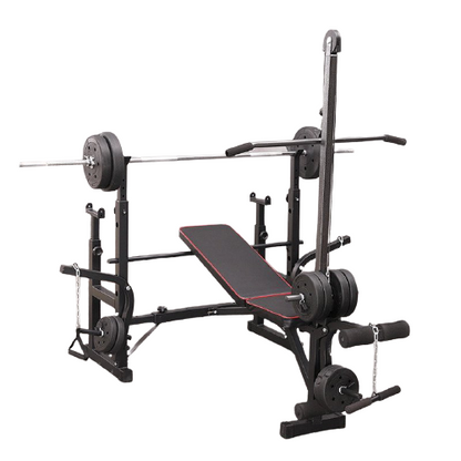 Banc de musculation réglable avec poulie de traction, pupitre à biceps et support pour barre ST6655