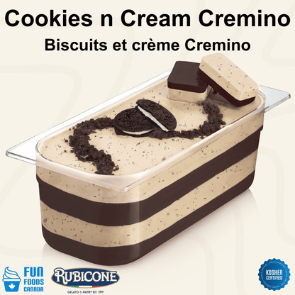 Cookies N Cream Spreadable Filling Cream - Cremino Cookies N Cream - 5 KG Bucket - Rubicone Canada - Ships Free Within Canada on Orders Above CAD $199
