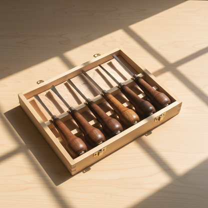 Ciseaux à sculpter Palm Grip avec coffret en bois - Lot de 6