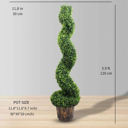 Plante artificielle topiaire de buis en spirale Norwich en pot 122 cm