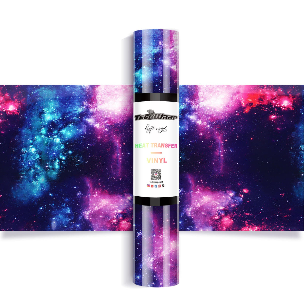 Vinyle de transfert à chaud Teckwrap Galaxy – Noir Cyanine | Libérez votre créativité avec des tourbillons colorés !