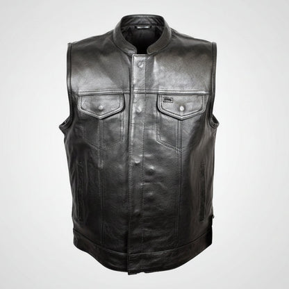 Open Road Men's Flannel Lined Leather Club Vest