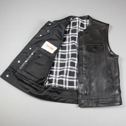 Open Road Men's Flannel Lined Leather Club Vest