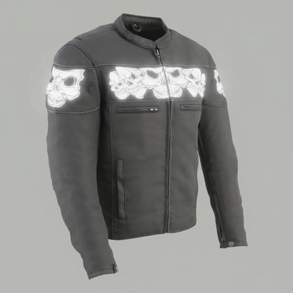 Open Road Men's Reflective Skull Cordura Motorcycle Jacket