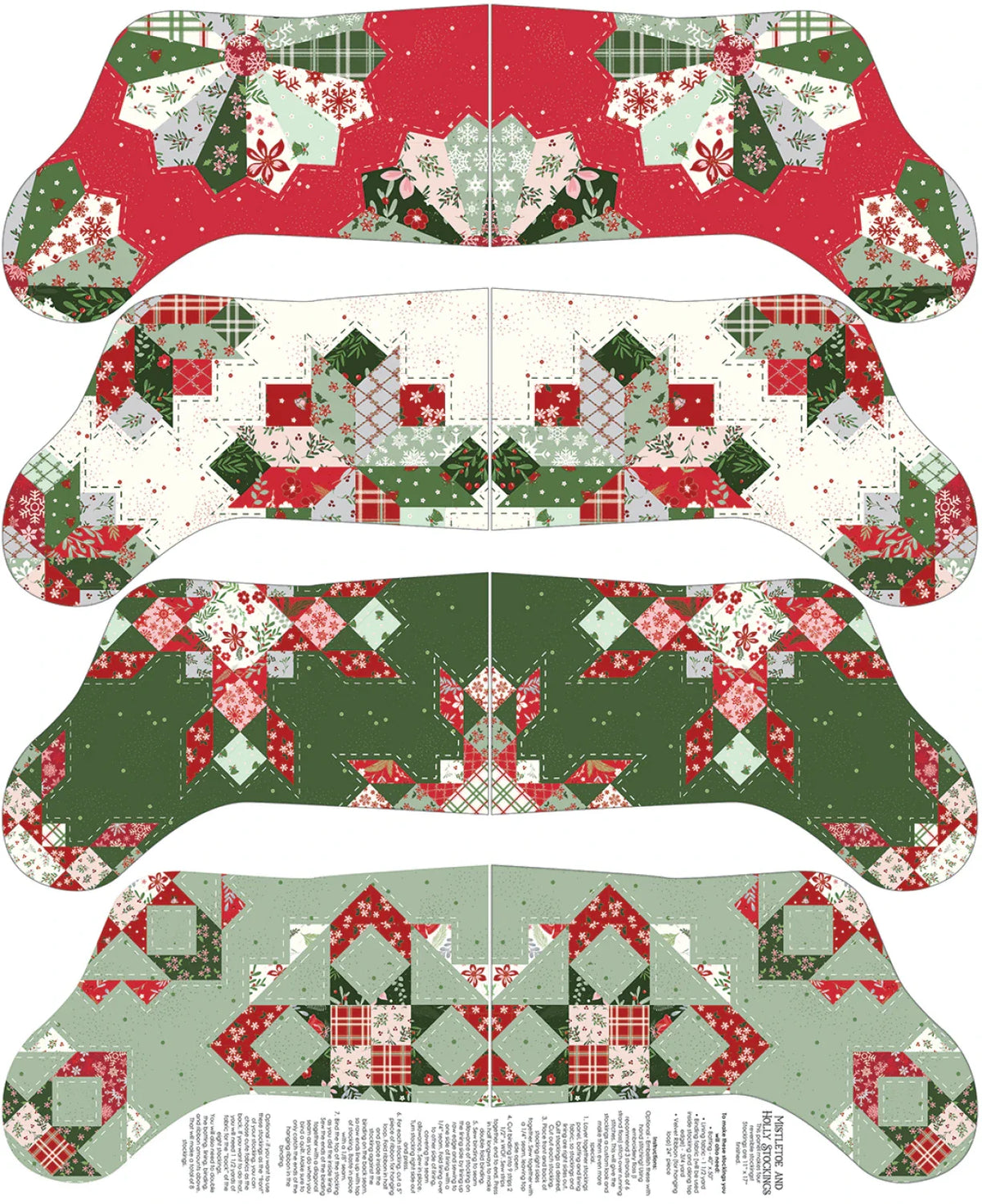Mistletoe & Holly 35 1/2in x 43in Stockings Panel