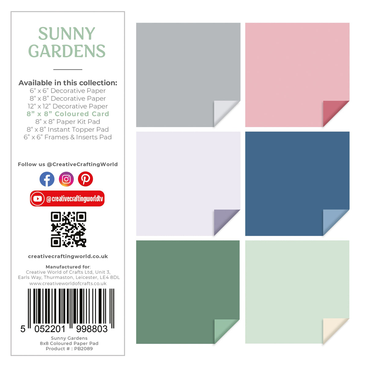 The Paper Boutique Sunny Gardens Bloc de Cartes Couleur 20,3 cm x 20,3 cm