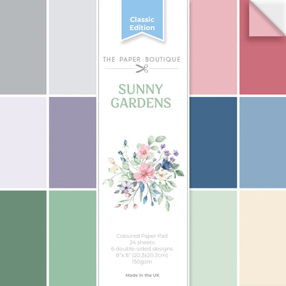 The Paper Boutique Sunny Gardens Bloc de Cartes Couleur 20,3 cm x 20,3 cm