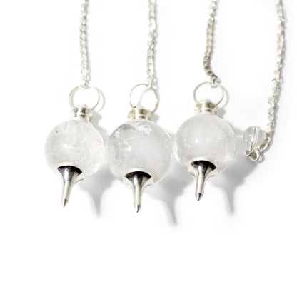 Clear Quartz Ball and Point Pendulum - 3 Pack