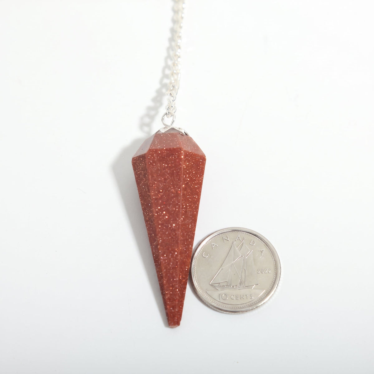 Brown Goldstone Pendulum 6 Facet & Bead - 3 Pack