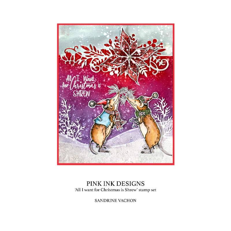 Pink Ink Designs Tout ce que je veux pour Noël, c'est la musaraigne 6 po x 8 po Set de tampons transparents