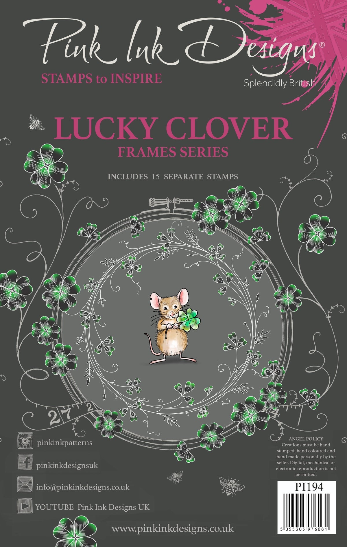 Pink Ink Designs Lucky Clover Tampons transparents 6 po x 8 po