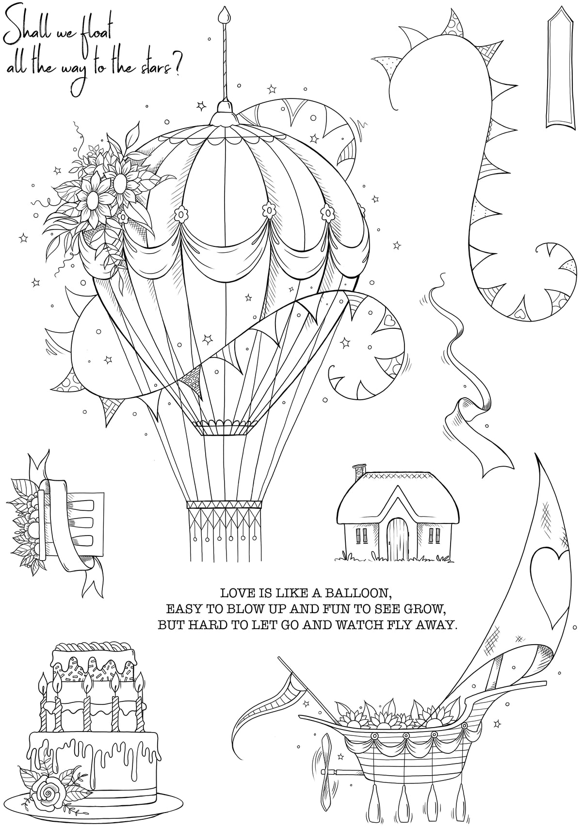 Pink Ink Designs J'ai Vu un Bateau... Set de Tampons Transparents 6" x 8"