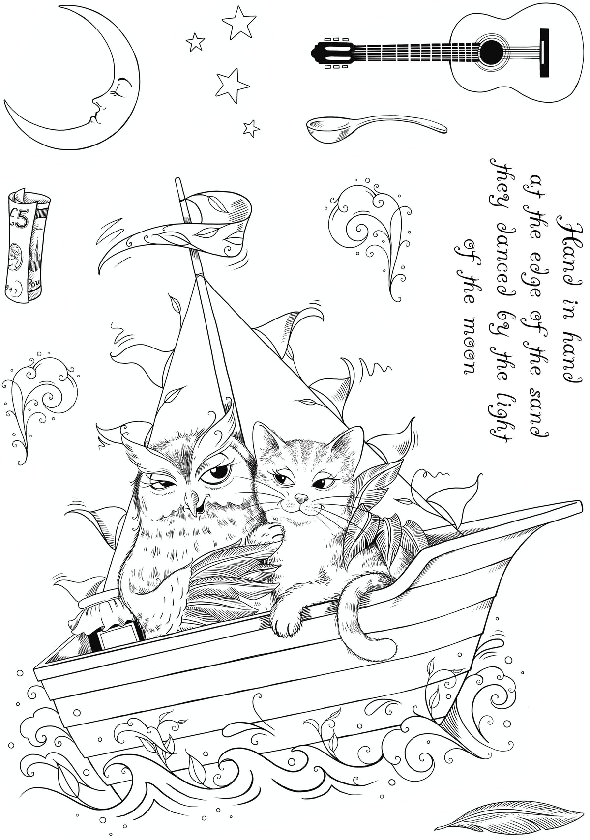 Pink Ink Designs The Owl & The Pussycat 6 in x 8 in Clear Stamp Set