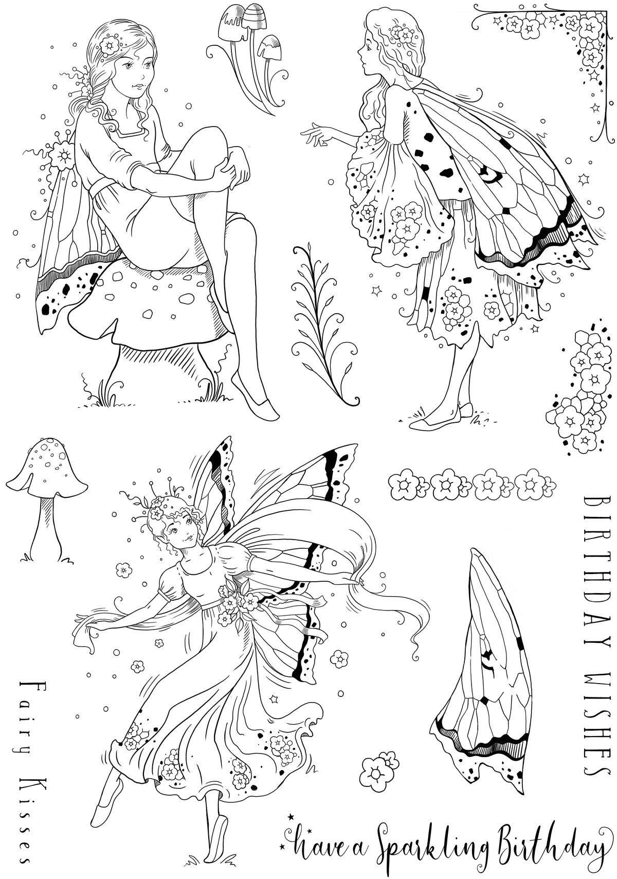 Tampon transparent Pink Ink Designs Dance With Fairies 6 po x 8 po