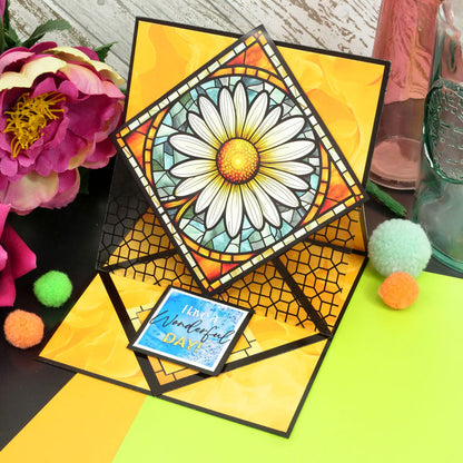 Acétate fleuri de luxe à effet vitrail
