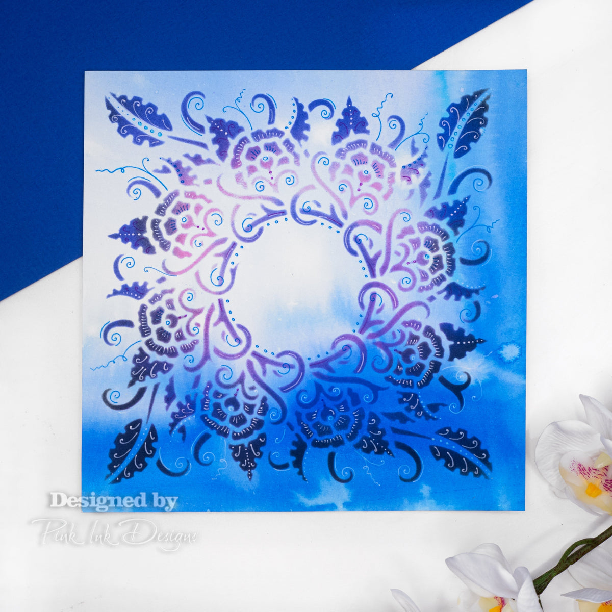 Pink Ink Designs Pochoir Fleurs et Vignes 7 po x 7 po