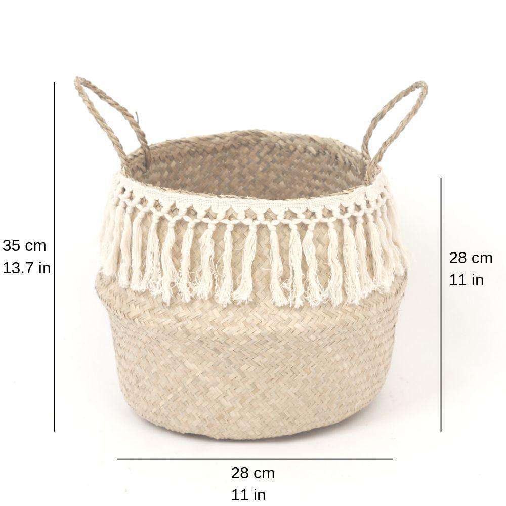 Pokha - Panier en jonc de mer avec pompon