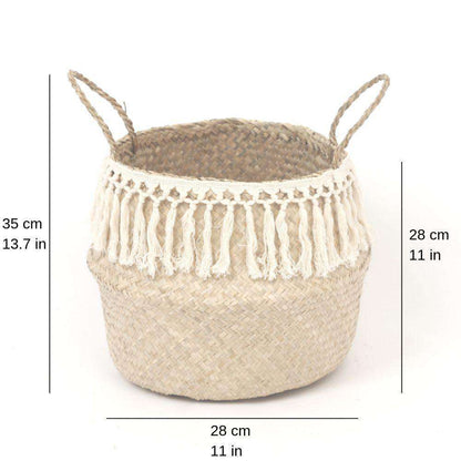 Pokha - Panier en jonc de mer avec pompon