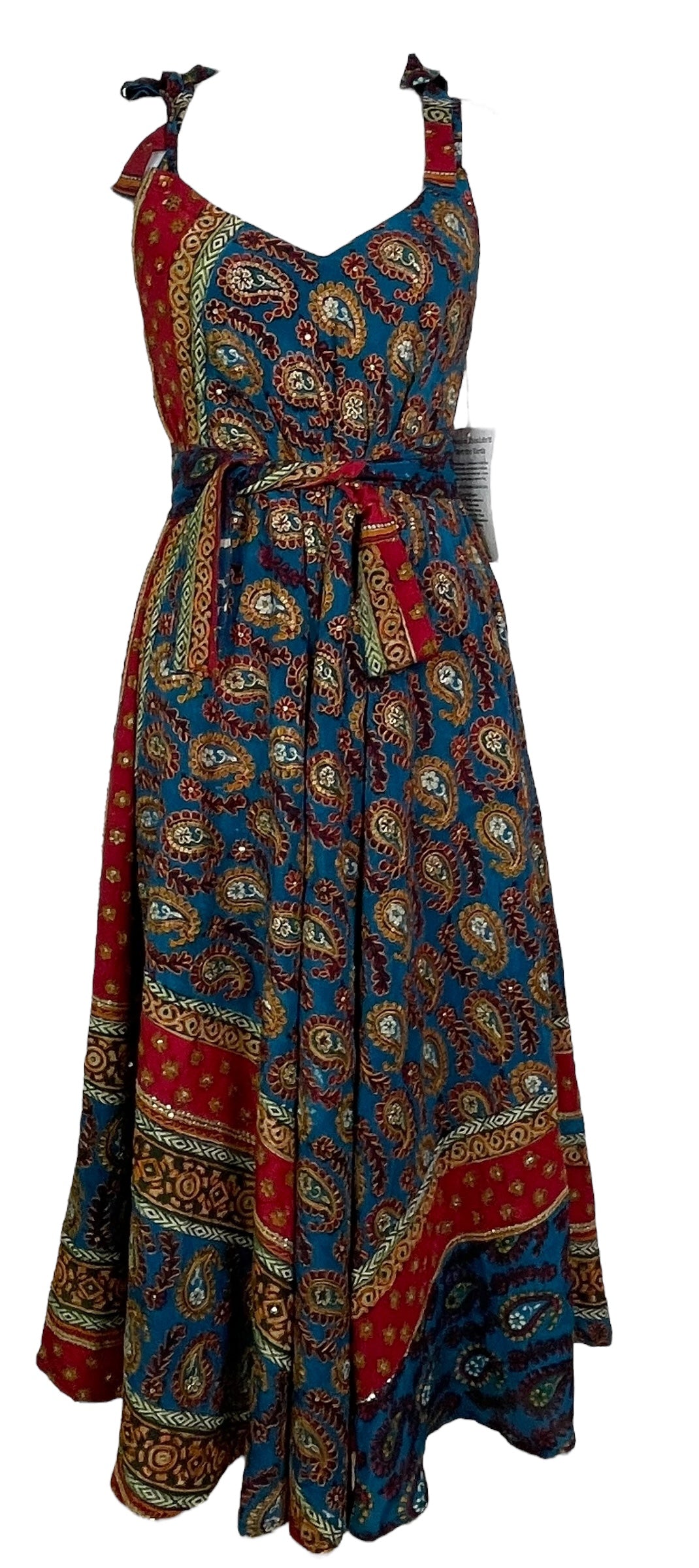 STAFF HOLD PRC7675 Robe longue en pure soie Avatar avec ceinture