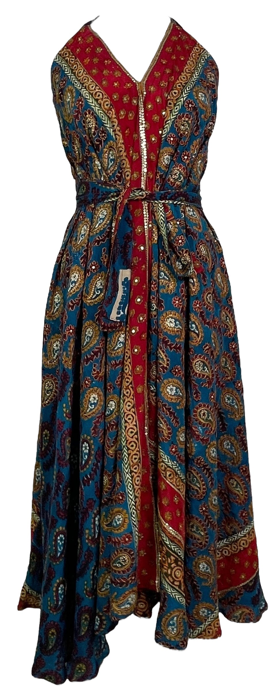 STAFF HOLD PRC7675 Robe longue en pure soie Avatar avec ceinture