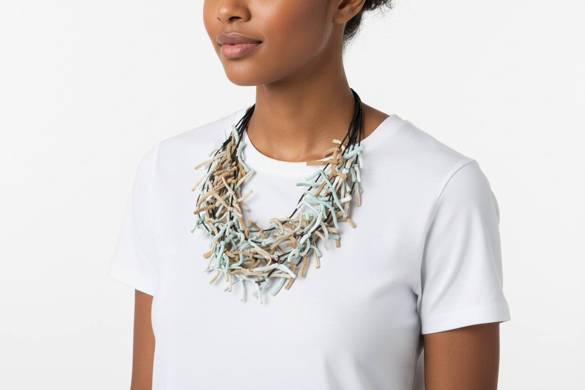 Multi Strand Fabric Necklace