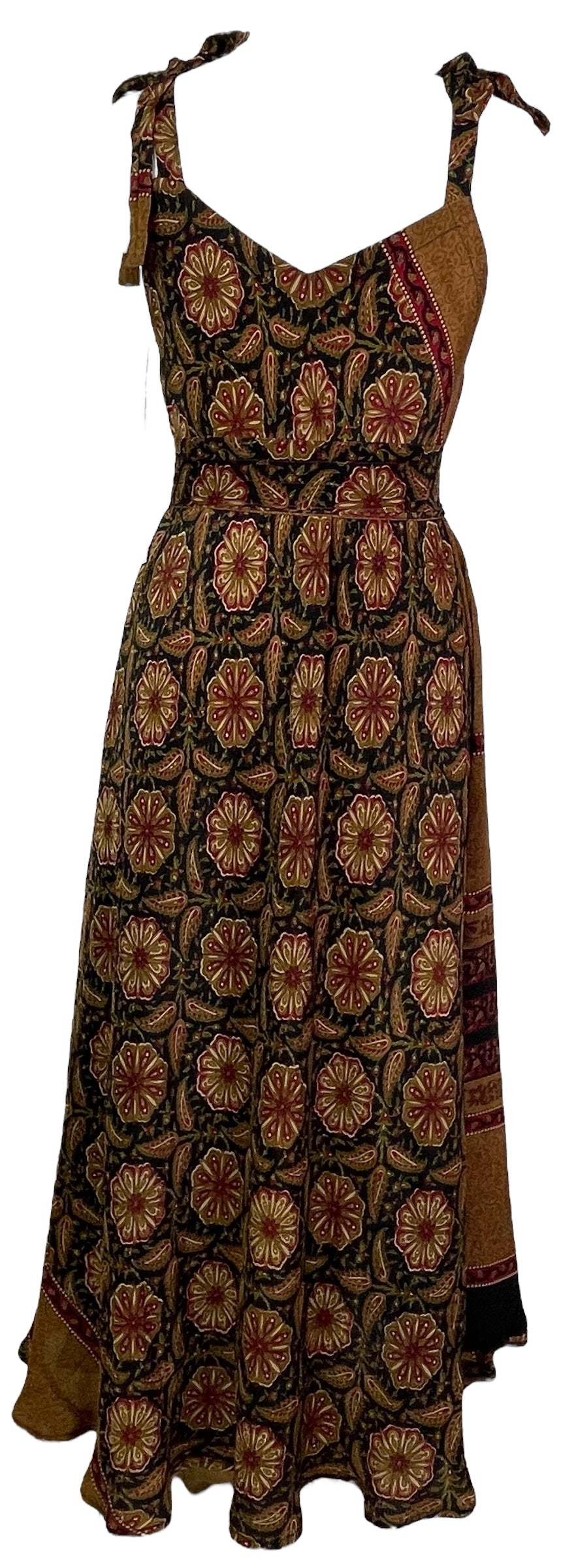 PRC7668 Robe longue Avatar en pure soie avec ceinture