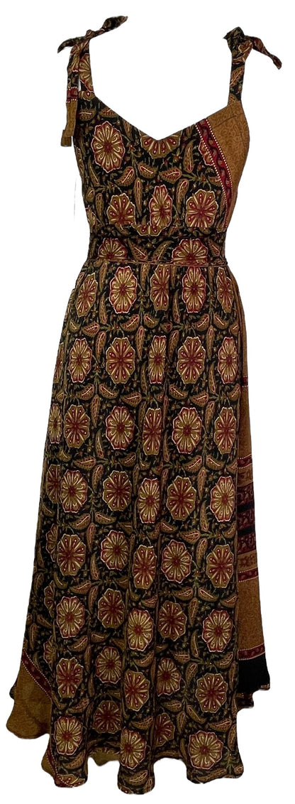 PRC7668 Robe longue Avatar en pure soie avec ceinture