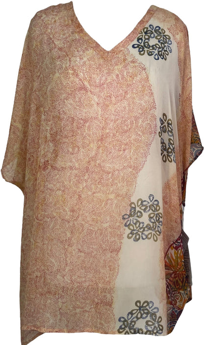 PRG7714 Sheer Avatar Pure Silk Short Kaftan Tunic with Slits