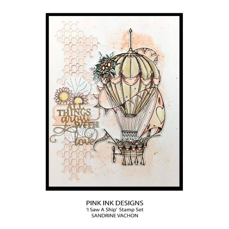 Pink Ink Designs J'ai Vu un Bateau... Set de Tampons Transparents 6" x 8"