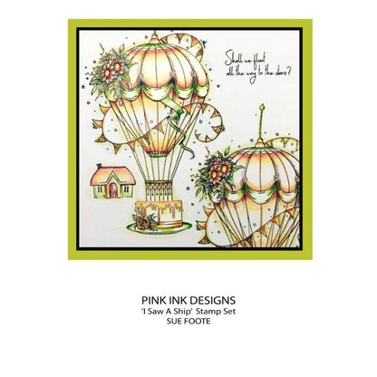 Pink Ink Designs J'ai Vu un Bateau... Set de Tampons Transparents 6" x 8"