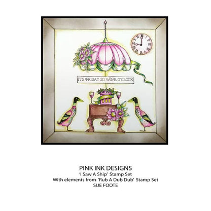 Pink Ink Designs J'ai Vu un Bateau... Set de Tampons Transparents 6" x 8"