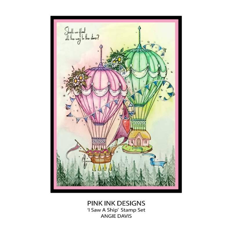 Pink Ink Designs J'ai Vu un Bateau... Set de Tampons Transparents 6" x 8"